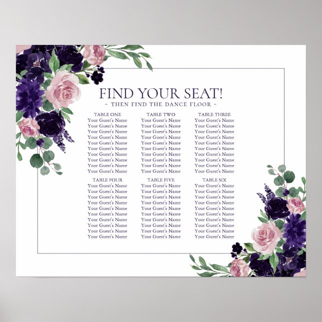 Rustic Blossoms | Terra Cotta Floral Seating Chart (Front)