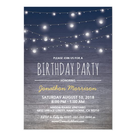 Rustic Blue Adult Mens Birthday Party Card