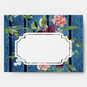Rustic Blue and Burgundy Floral Wedding Envelope