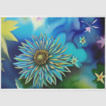 Rustic Blue and Green Watercolor Floral