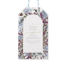 Rustic blue and plum wildflower design