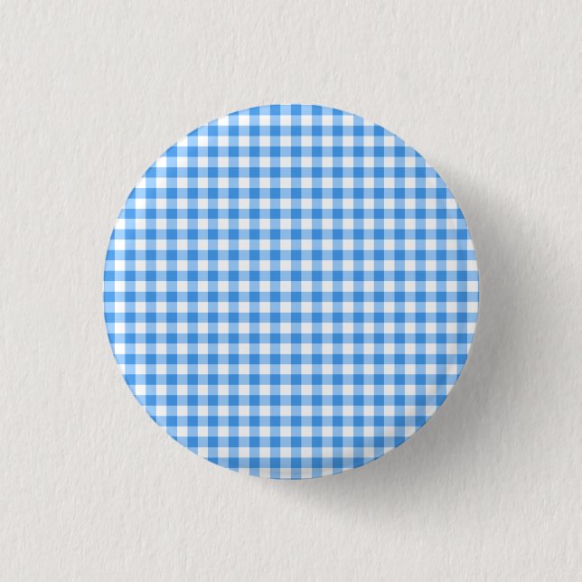 Rustic Blue And White Gingham Pattern 1 Inch Round Button (Front)