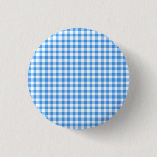 Rustic Blue And White Gingham Pattern 1 Inch Round Button