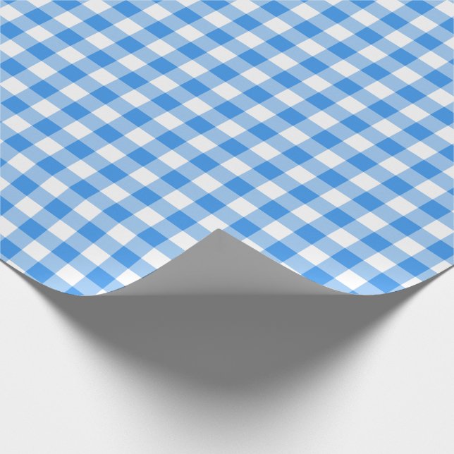 Rustic Blue and White Gingham Pattern Wrapping Paper (Corner)