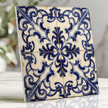 Rustic Blue and White Majolica Tile<br><div class="desc">This rustic tile features a traditional blue and white Majolica design with intricate floral and scrollwork details. Its distressed finish adds an authentic vintage touch, perfect for Mediterranean, farmhouse, or classic decor styles. The symmetrical pattern creates a cohesive and timeless look, making it an excellent choice for backsplashes, accent walls,...</div>