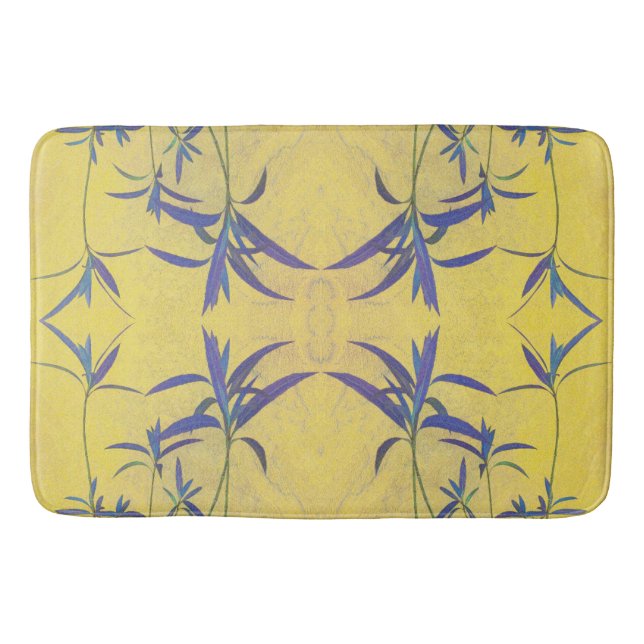 Rustic Blue and Yellow Bath Mat (Front)
