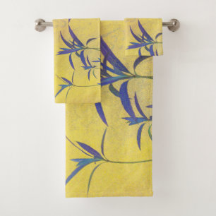 Rustic Blue and Yellow Bath Towel Set