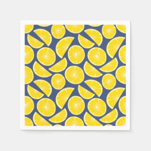 Rustic Blue and Yellow Lemons Pattern Napkin
