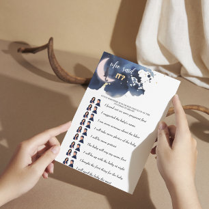 Rustic blue Baby Shower Who Said It? Mom or Dad?