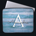 Rustic Blue Barn Wood Nautical Monogram Laptop Sleeve<br><div class="desc">Rustic Blue Barn Wood Nautical Monogram Laptop Case. This case can be customized to include your initial and first name. If you would like matching items then please contact the designer.</div>