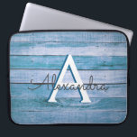 Rustic Blue Barn Wood Nautical Monogram Laptop Sleeve<br><div class="desc">Rustic Blue Barn Wood Nautical Monogram Laptop Case. This case can be customized to include your initial and first name. If you would like matching items then please contact the designer.</div>