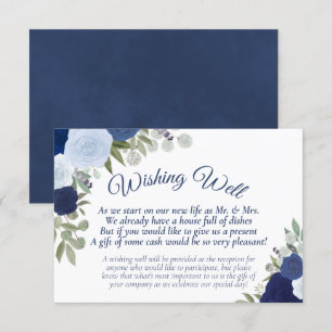 Rustic Blue Boho Floral Wedding Wishing Well Enclosure Card