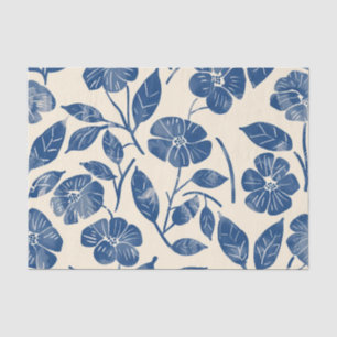 Rustic Blue Botanical Bold Retro Vintage Floral Tissue Paper