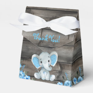 Rustic Blue Boy Elephant Favour Box Baby Shower