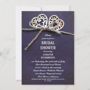 rustic blue bridal shower invitation