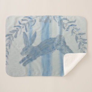 Rustic Blue Bunny Rabbit Sherpa Blanket