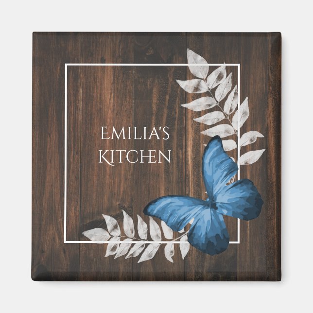 Rustic Blue Butterfly Magnet (Front)