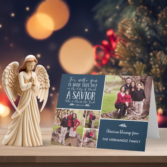 Rustic Blue Christmas Bible Verse Holiday Photo Card (Rustic Blue Christmas Bible Verse Holiday Photo Christmas Card with Digital Download)