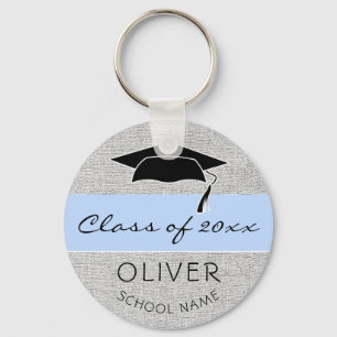 Rustic Blue Class of and Graduate Name Graduation Keychain