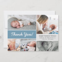 Rustic Blue Custom Photo Collage Baby Boy Birth