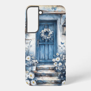 Rustic Blue Door with Daisies – Cottagecore Samsung Galaxy Case