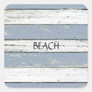 Rustic Blue Driftwood Square Sticker