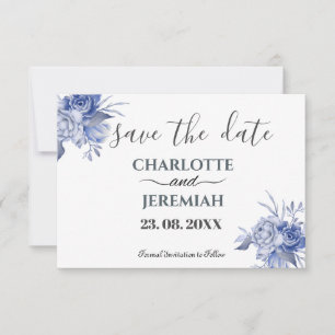 Rustic Blue Eucalyptus Watercolor Floral Foliage Save The Date
