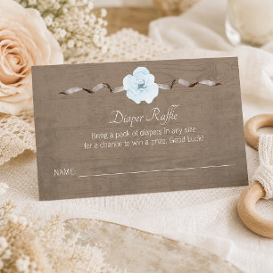 Rustic Blue Floral Diaper Raffle Card – Woodland B