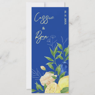Rustic Blue Floral Lemon Summer Wedding Program