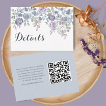 Rustic Blue Floral QR Code Wedding Details