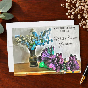 Rustic Blue Floral Sympathy Thank You 2190 Card
