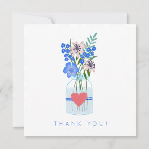 Rustic Blue Floral Thank You Card