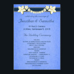 Rustic Blue Floral Wedding Program Templates<br><div class="desc">Rustic Blue Floral © Sunny Mars Designs. Unique classy formal fully customizable custom vintage rusty blue elegant wedding program template with ribbon borders,  modern pretty white flowers on old parchment paper background.</div>