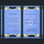 Rustic Blue Floral Wedding Program Templates<br><div class="desc">Rustic Blue Floral – © Sunny Mars Designs. Unique classy formal customizable custom vintage rusty elegant foldable wedding program template with ribbon borders, modern pretty white flowers on old parchment paper background.</div>