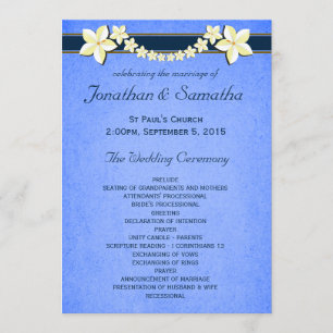Rustic Blue Floral Wedding Programme Modèles