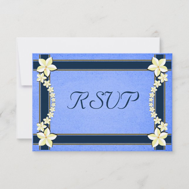 Rustic Blue Floral Wedding RSVP Response Cards (Front)