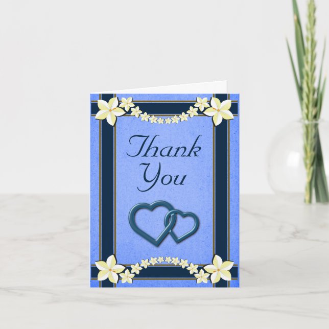 Rustic Blue Floral Wedding Thank You Note Cards (Front)