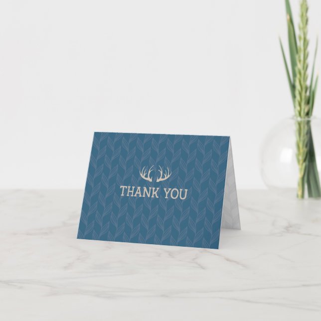 Rustic Blue Folded Thank You Card (Front)