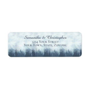 Rustic Blue Forest Petit Mariage Adresse de retour