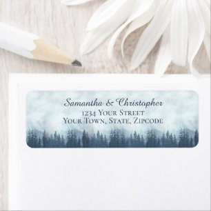 Rustic Blue Forest Small Wedding Return Address