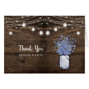 Rustic Blue Forget Me Nots Mason Jar Thank You