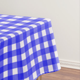 Rustic Blue Gingham Checks Pattern Tablecloth