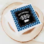 Rustic Blue Gingham Plaid 30th Birthday BBQ Napkin<br><div class="desc">Casual backyard pig roast BBQ themed birthday party napkins feature a black decorative frame,  western style fonts,  star accents,  and a navy,  blue,  and white gingham tablecloth plaid border design. Age number can be personalized.</div>