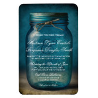 Rustic Blue Glass Mason Jar Country Wedding Invite