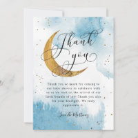 Rustic Blue Gold Moon Stars Baby Shower