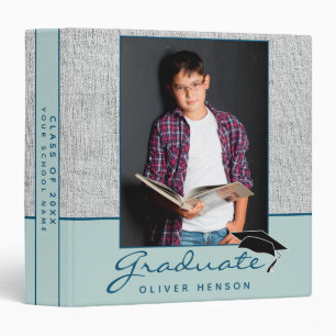 Rustic Blue Graduation Keepsake Photo Album 3 Ring Binder