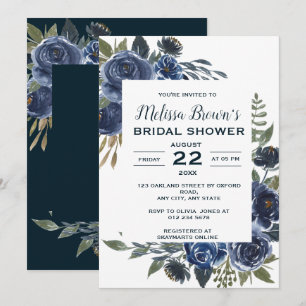 Rustic Blue Green Eucalyptus Floral Bridal Shower Invitation