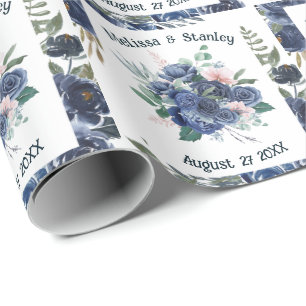 Rustic Blue Green Eucalyptus Watercolor Wedding Wrapping Paper
