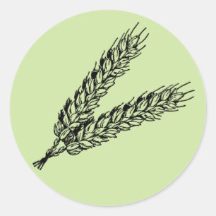 Rustic Blue Green Wheat Classic Round Sticker