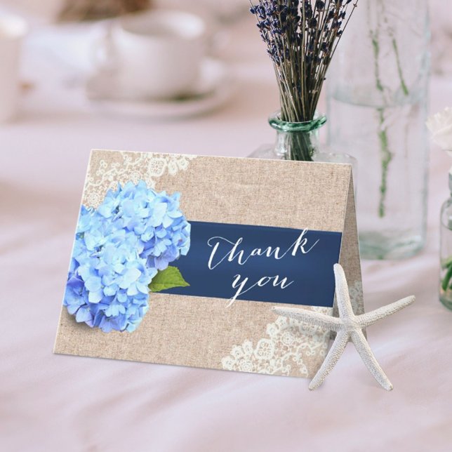 Rustic Blue Hydrangea Lace & Burlap Thank You (Creator Uploaded)
